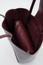 Sac en cuir bordeaux large avec pochette de maquillage