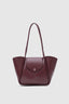 Sac en cuir bordeaux large avec pochette de maquillage
