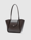 Sac en cuir bordeaux large avec pochette de maquillage