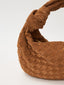 Sac épaule en daim tissé tressé avec nœud